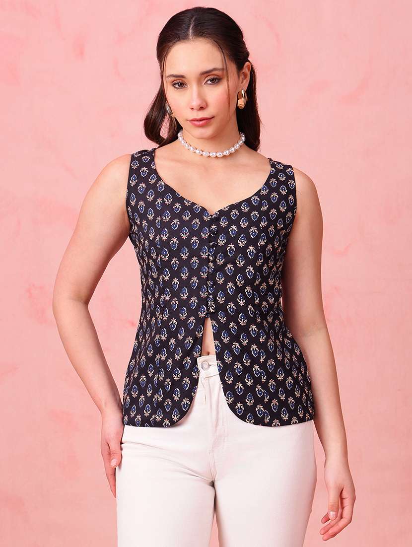 women floral printed sleeveless ethnic top - 22412615 -  Standard Image - 1
