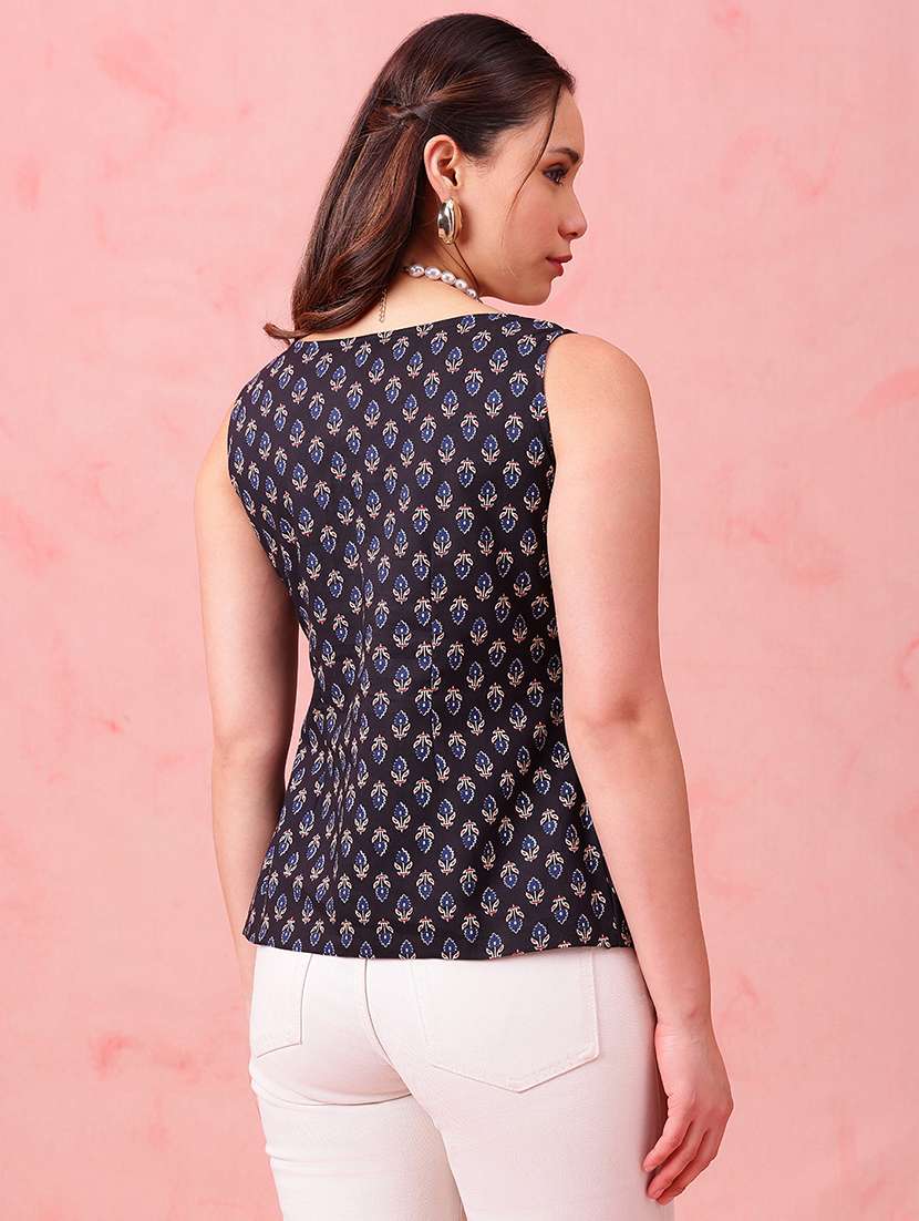 women floral printed sleeveless ethnic top - 22412615 -  Standard Image - 4