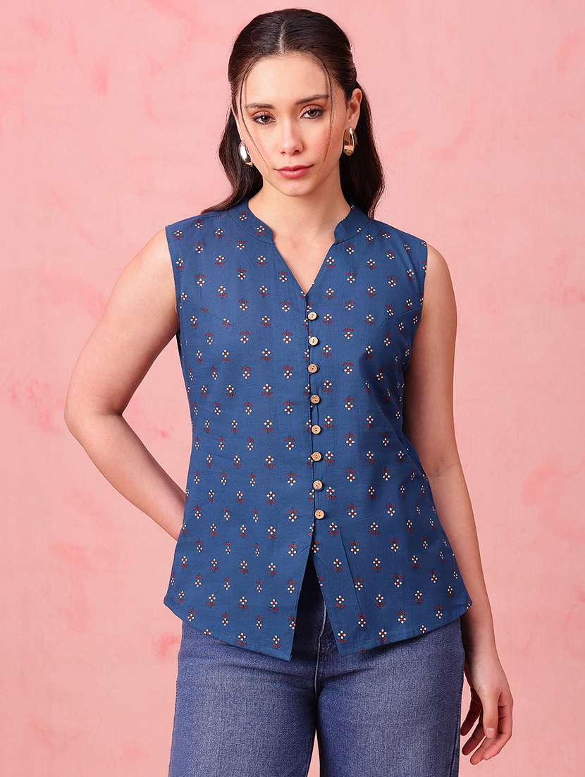 women printed sleeveless ethnic top - 22412617 -  Standard Image - 1