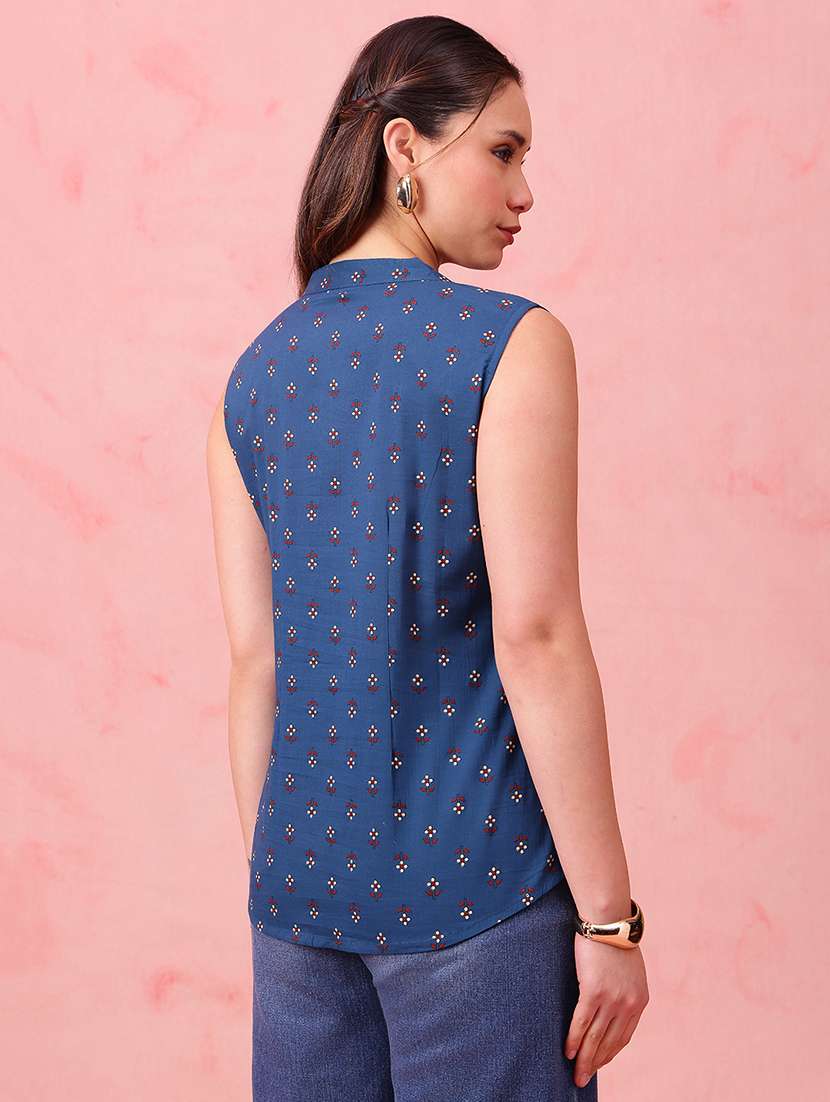 women printed sleeveless ethnic top - 22412617 -  Standard Image - 4