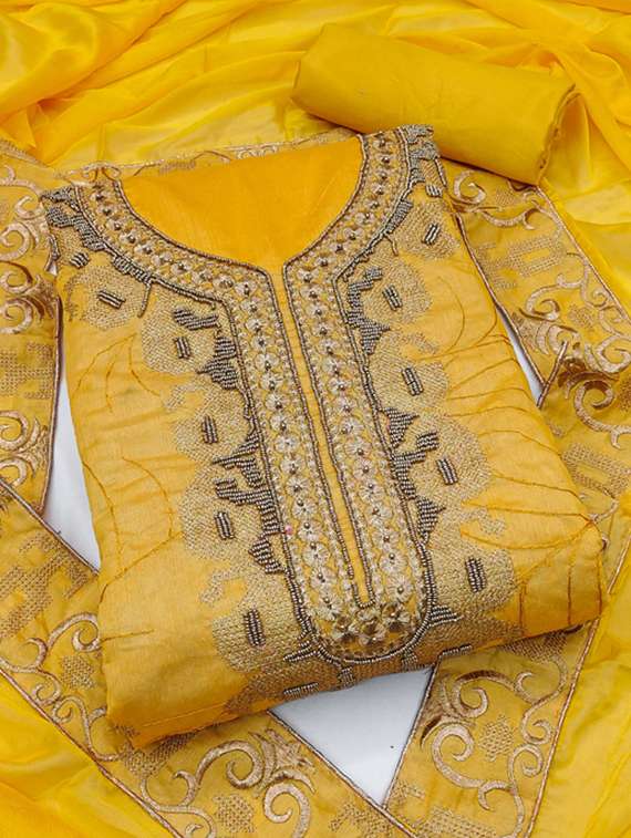 women solid with work unstitched suit set - 22412966 -  Standard Image - 1