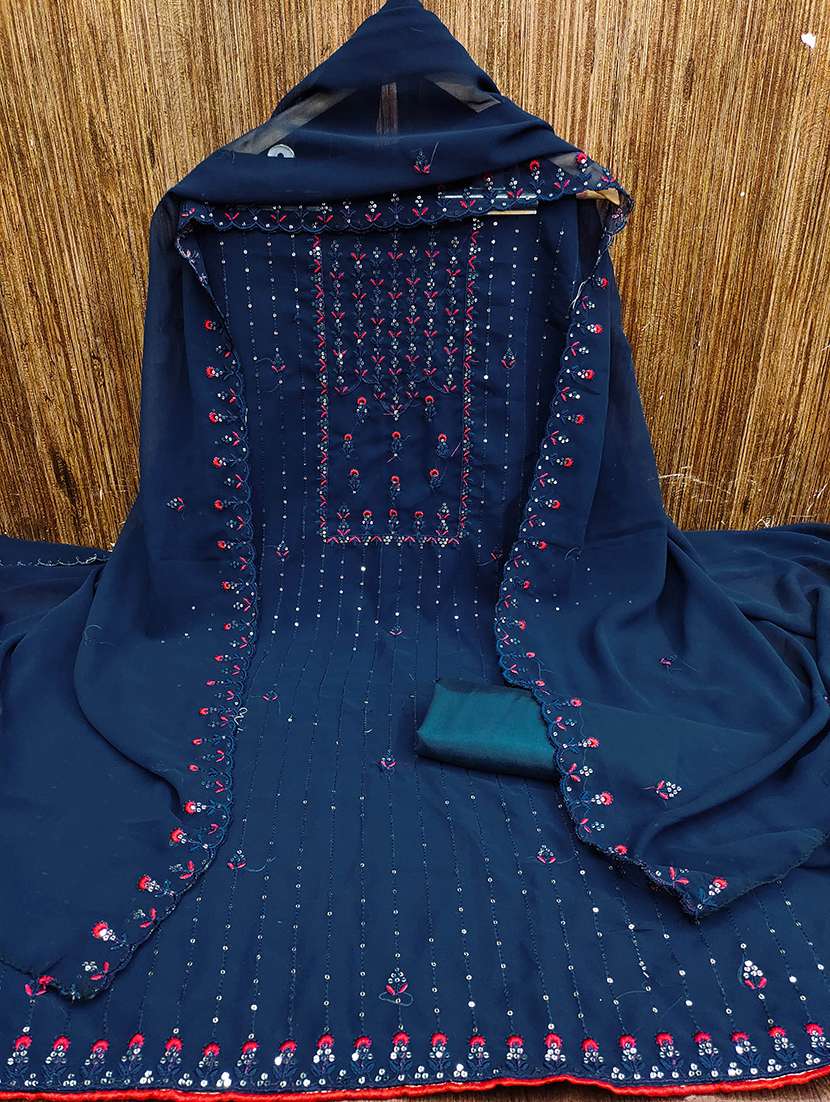 women solid with work unstitched suit set - 22412976 -  Standard Image - 1