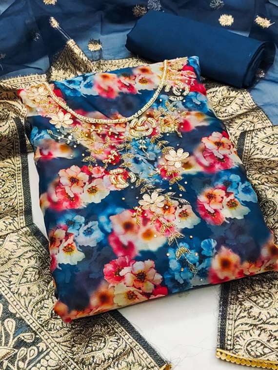 Women Floral Printed Embroidered Unstitched Suit Set - 22413256 -  Standard Image - 1