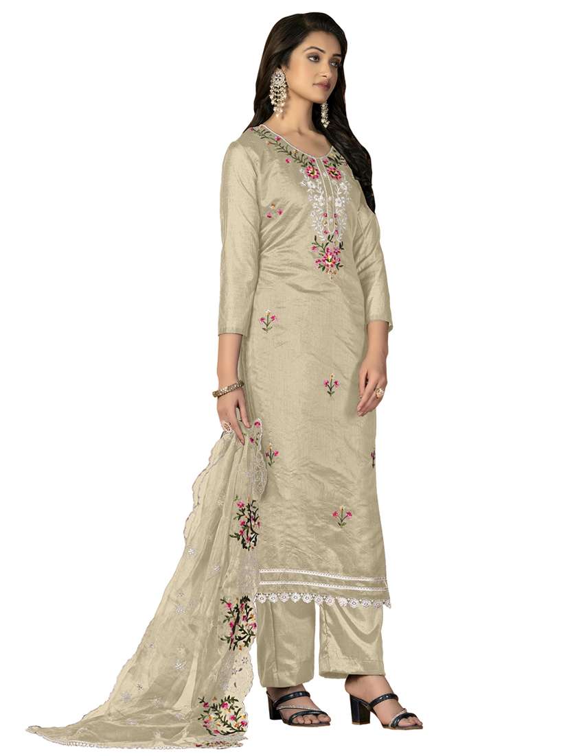 women solid with work unstitched suit set - 22413296 -  Standard Image - 1