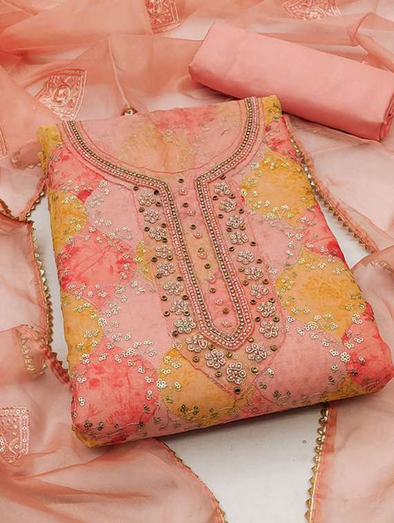 women printed embellished unstitched suit set - 22413307 -  Standard Image - 1