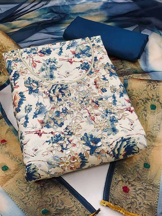 women floral printed unstitched suit set - 22413357 -  Standard Image - 1