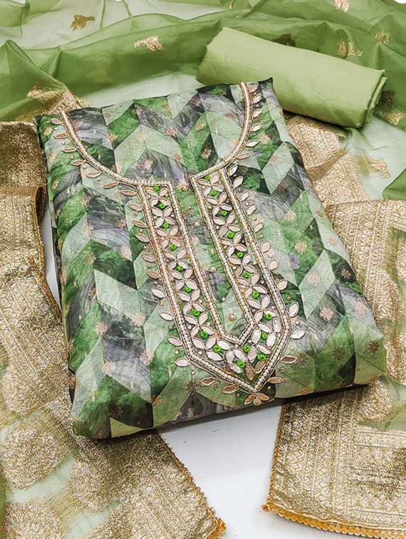 women printed embroidered unstitched suit set - 22413358 -  Standard Image - 1