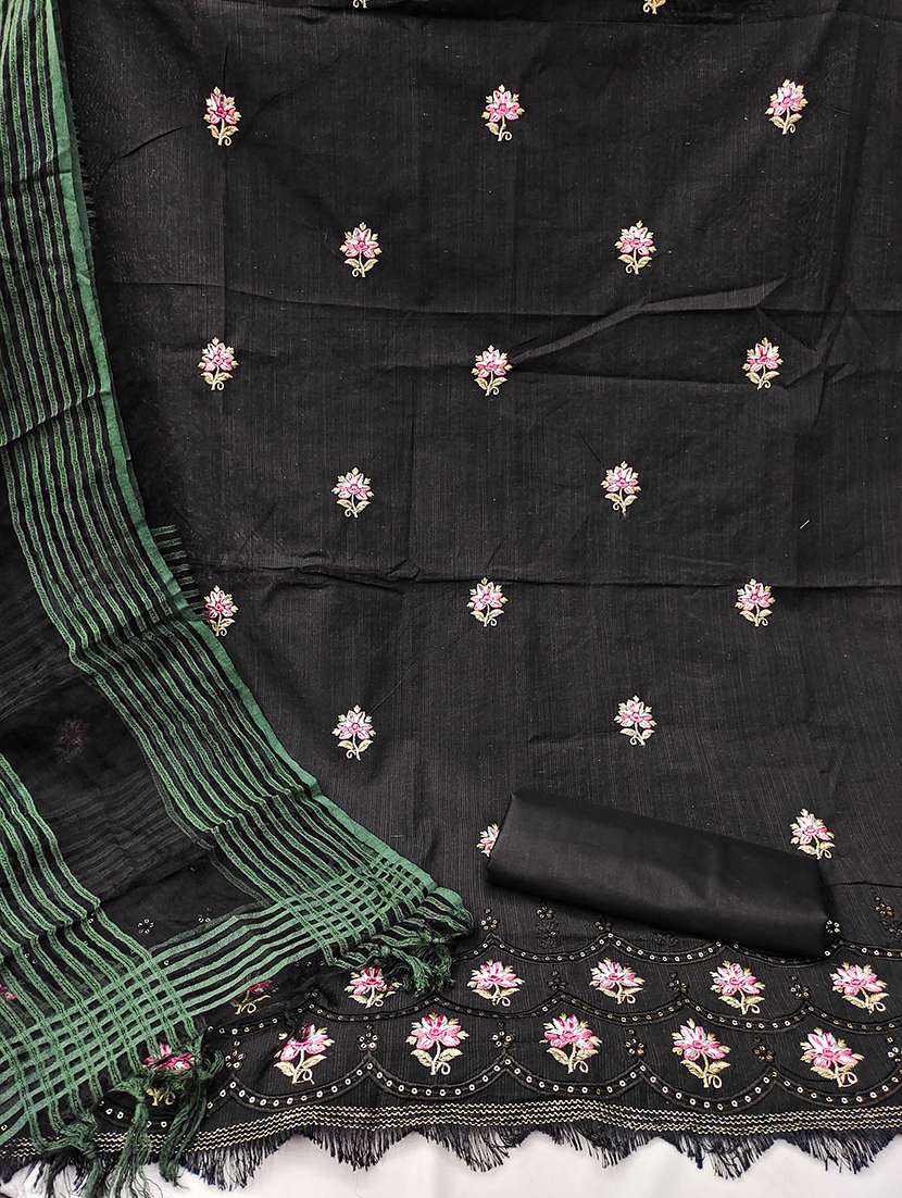 women solid with work unstitched suit set - 22413438 -  Standard Image - 4