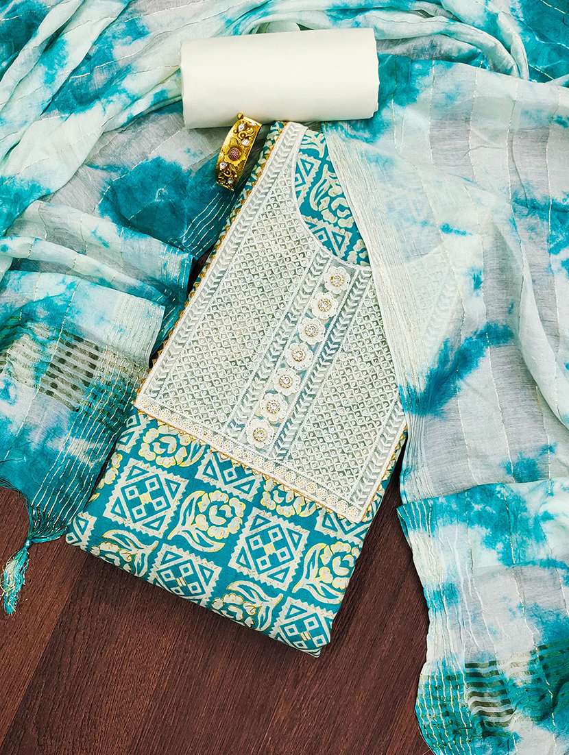 women printed embroidered unstitched suit set