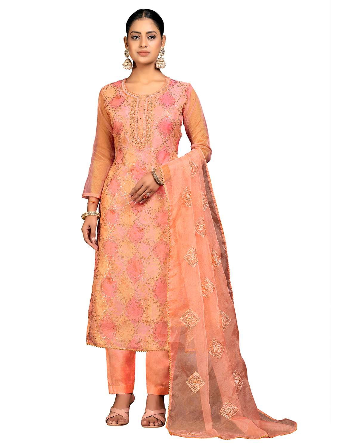 women printed embroidered unstitched suit set