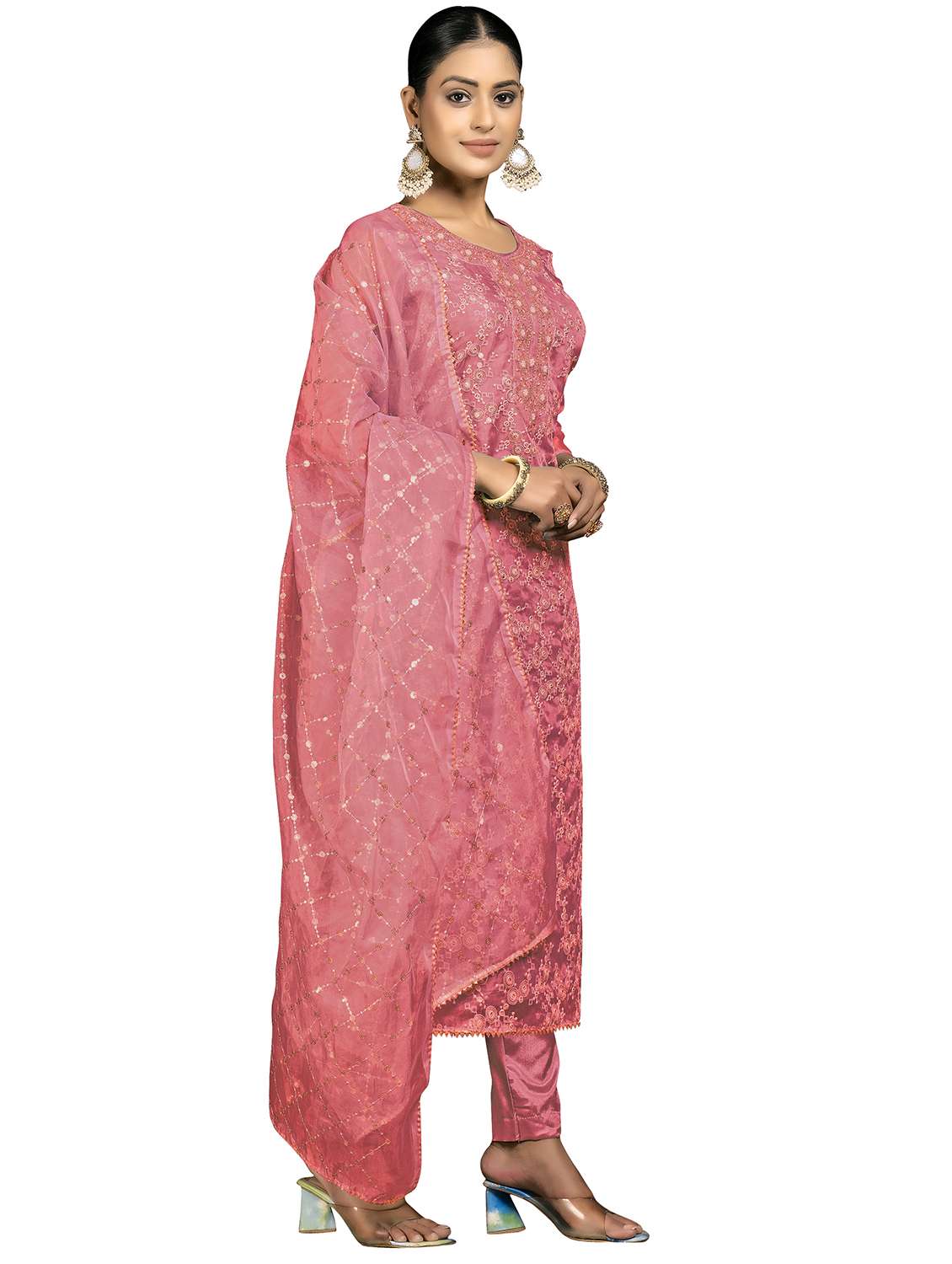 women solid with work unstitched suit set - 22413610 -  Standard Image - 1