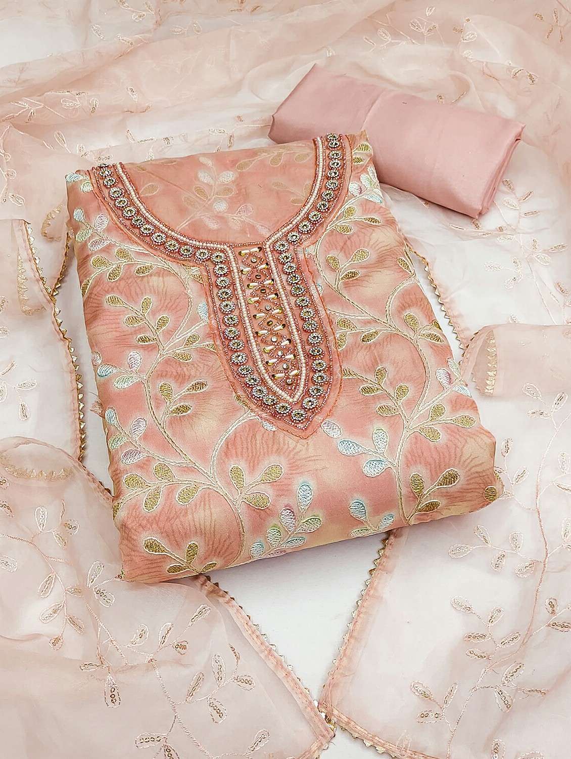 women floral printed unstitched suit set