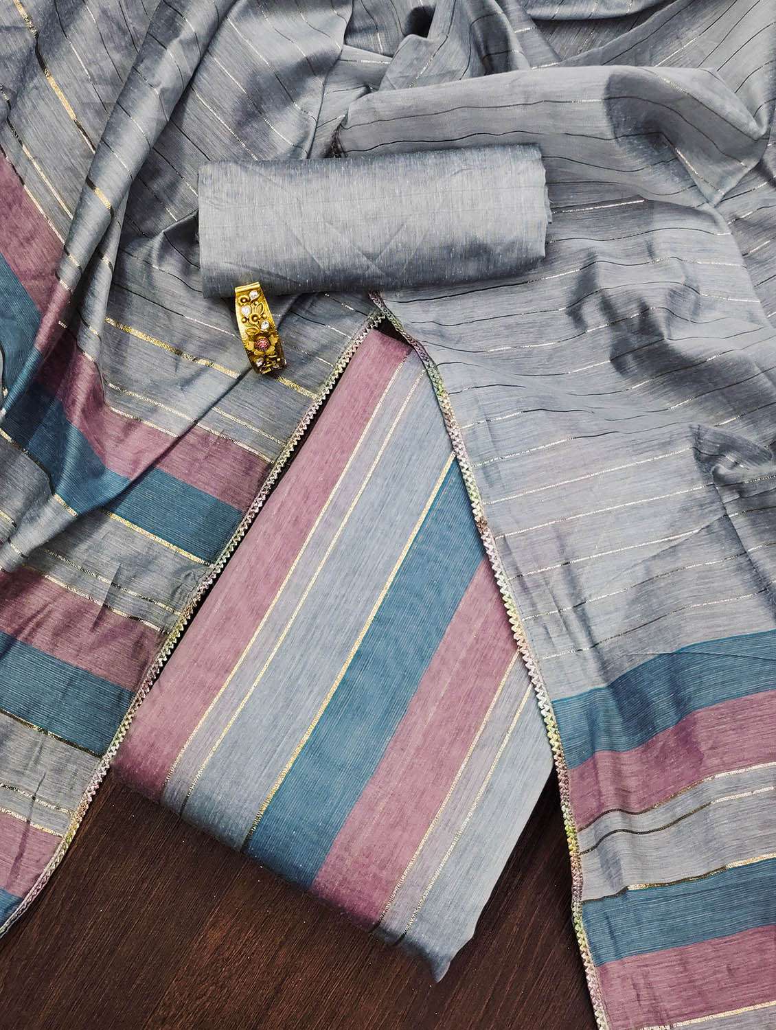 women striped unstitched suit set - 22413706 -  Standard Image - 1