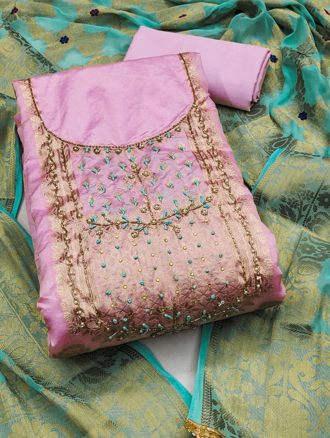 women self design embroidered unstitched suit set - 22413983 -  Standard Image - 1