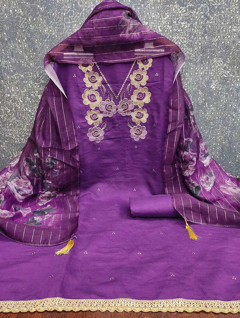 women solid with work unstitched suit set - 22415747 -  Standard Image - 1