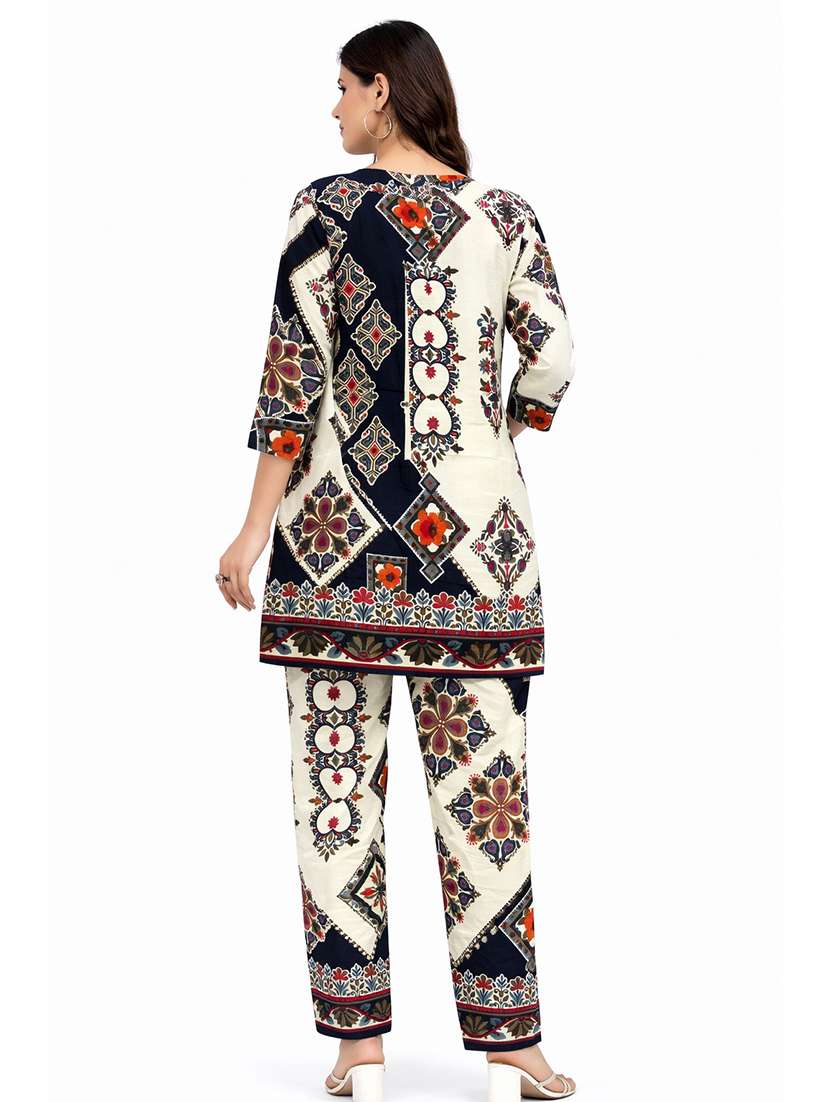 women printed three quarter sleeve ethnic co-ord set - 22416283 -  Standard Image - 1