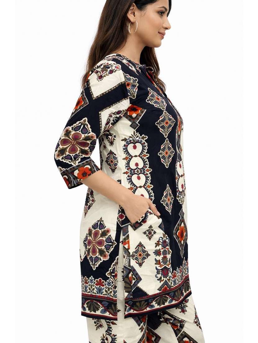 women printed three quarter sleeve ethnic co-ord set - 22416283 -  Standard Image - 4