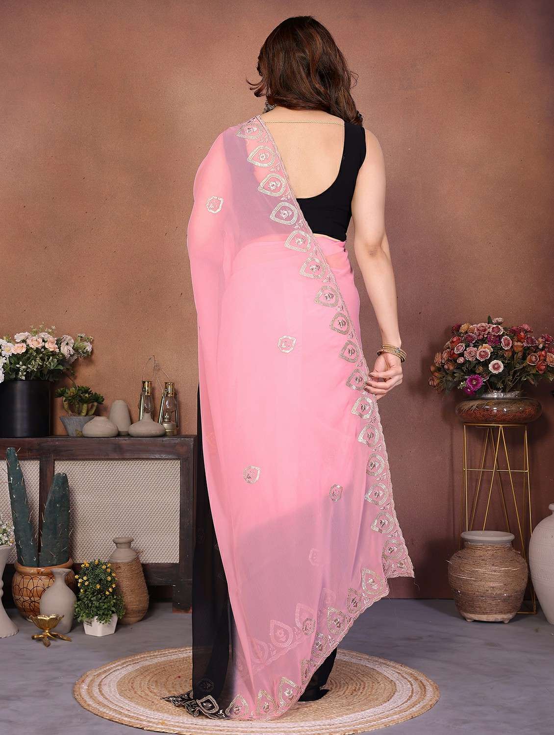 women ombre embroidered saree with blouse - 22416306 -  Standard Image - 4