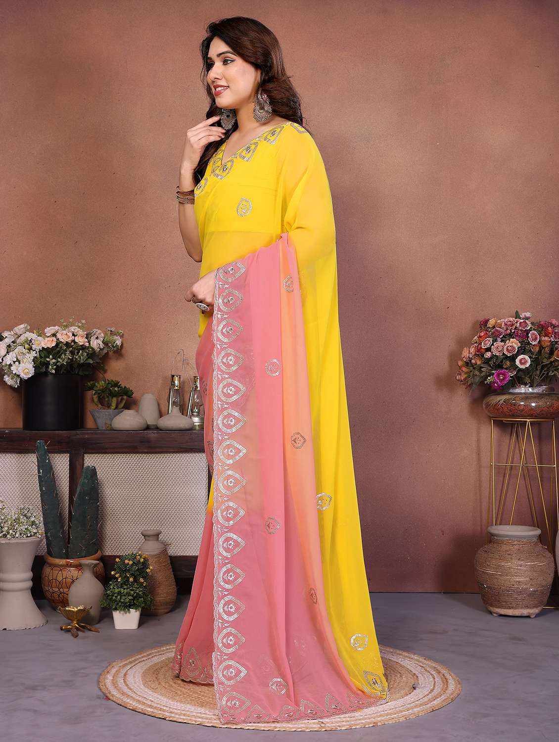 women ombre embroidered saree with blouse - 22416313 -  Standard Image - 4