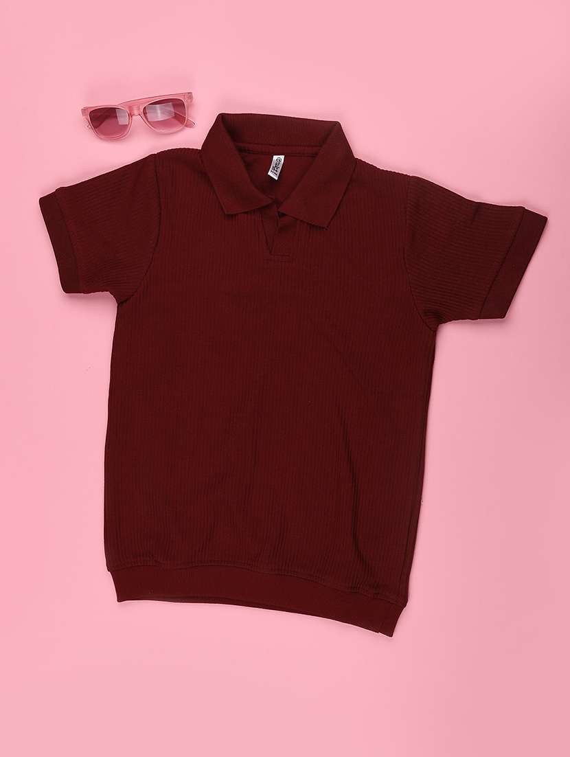 Boys Self Design Short Sleeves Polo T-shirt - 22417337 -  Standard Image - 1