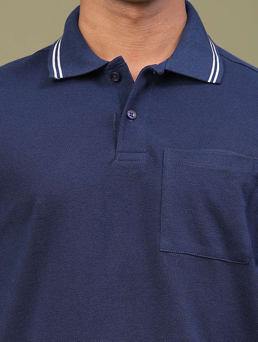 Men Solid Short Sleeve Regular Fit Polo T-shirt - 22417420 -  Standard Image - 1