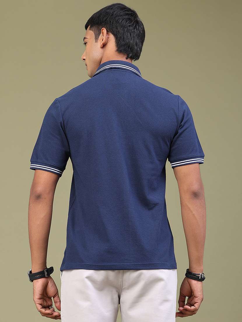 Men Solid Short Sleeve Regular Fit Polo T-shirt - 22417420 -  Standard Image - 4