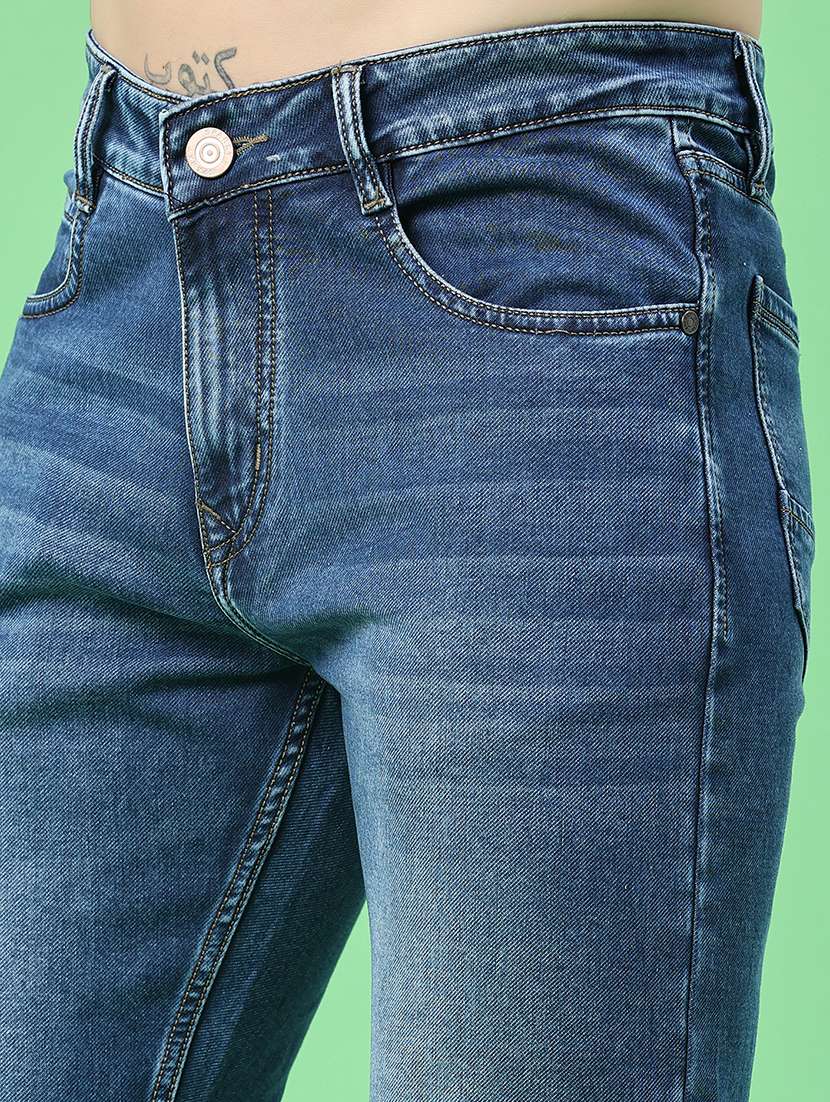 Men Washed Mid Rise Full Length Slim Fit Jeans - 22417446 -  Standard Image - 1