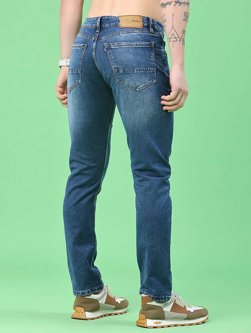 Men Washed Mid Rise Full Length Slim Fit Jeans - 22417446 -  Standard Image - 4