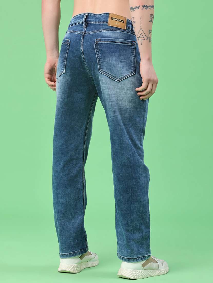 men washed mid rise full length straight jeans - 22417482 -  Standard Image - 4
