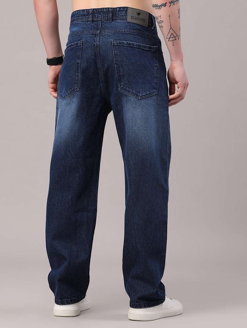 men washed mid rise full length baggy jeans - 22417497 -  Standard Image - 4