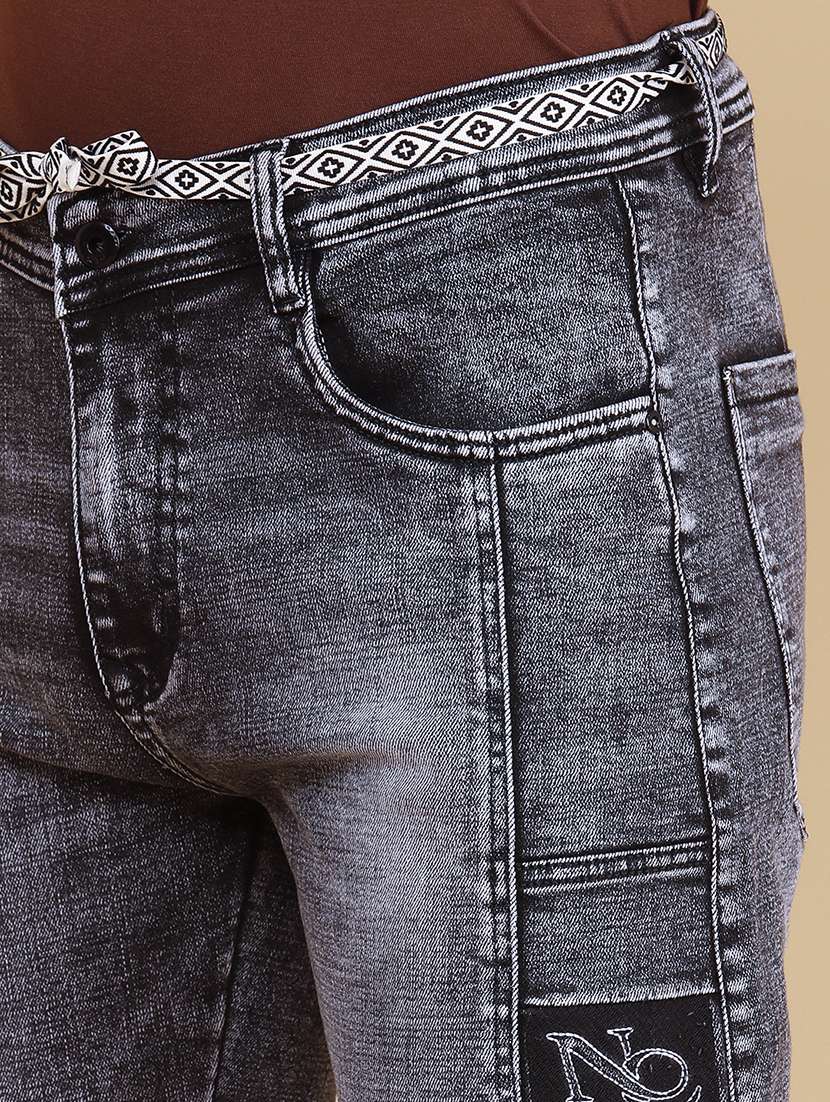 men washed mid rise ankle length slim fit jeans - 22417504 -  Standard Image - 1
