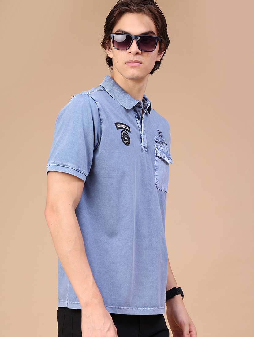 men solid short sleeves polo t-shirt