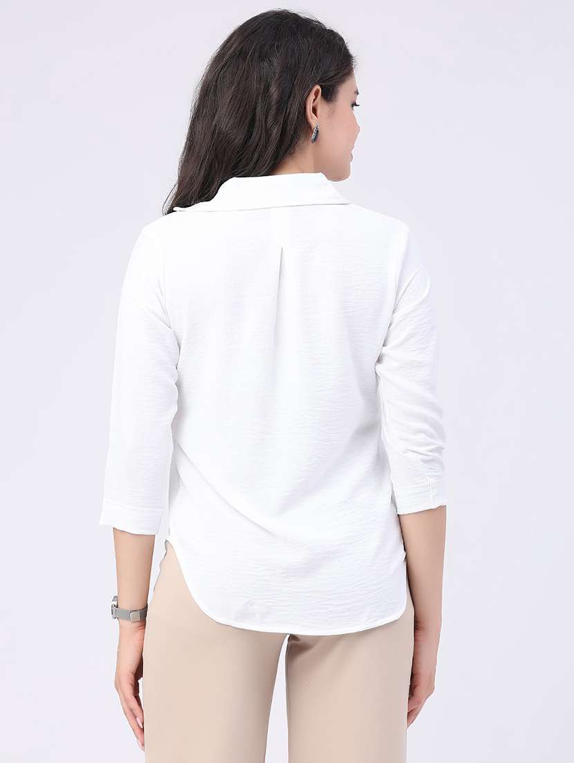 women solid collared regular shirt - 22417573 -  Standard Image - 4