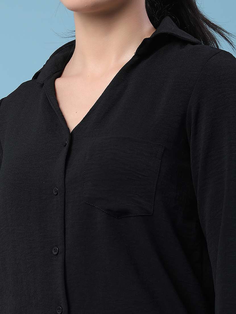 women solid collared regular shirt - 22417576 -  Standard Image - 1