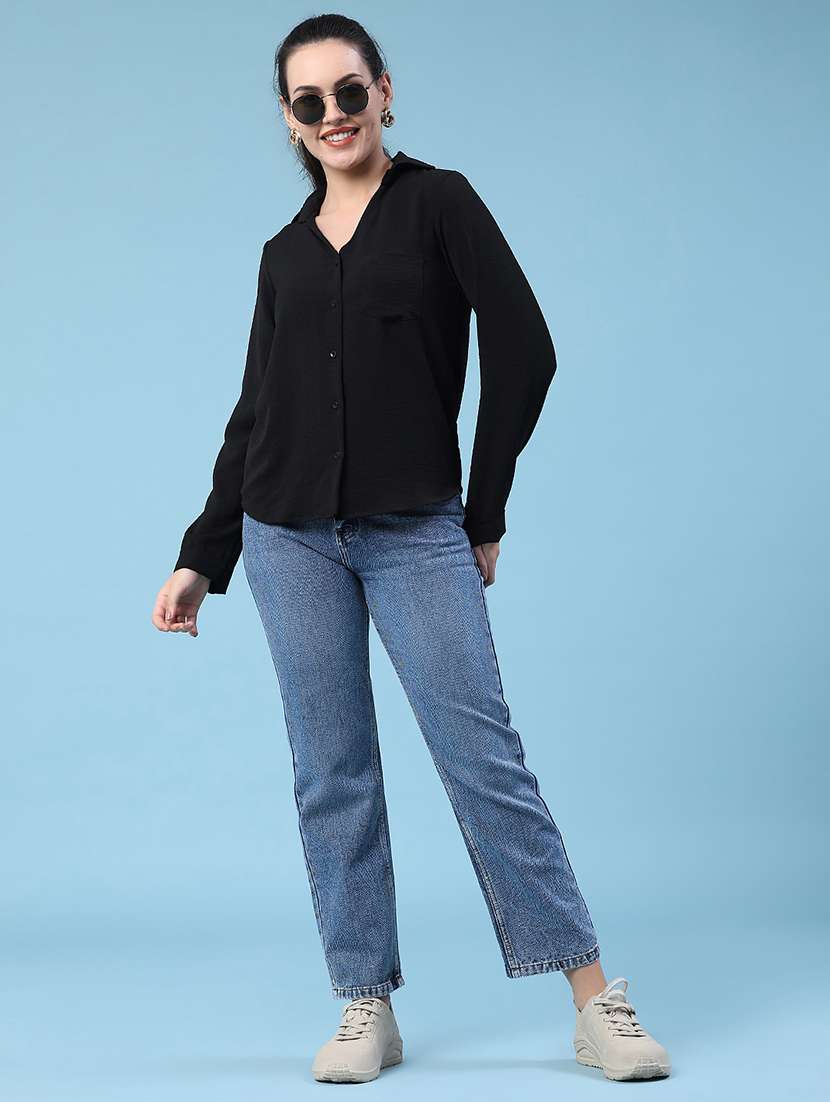 women solid collared regular shirt - 22417576 -  Standard Image - 4