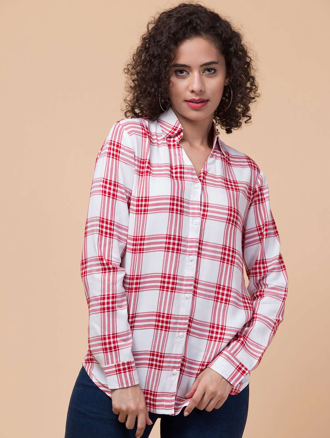 women checkered long sleeve shirt - 22417698 -  Standard Image - 1