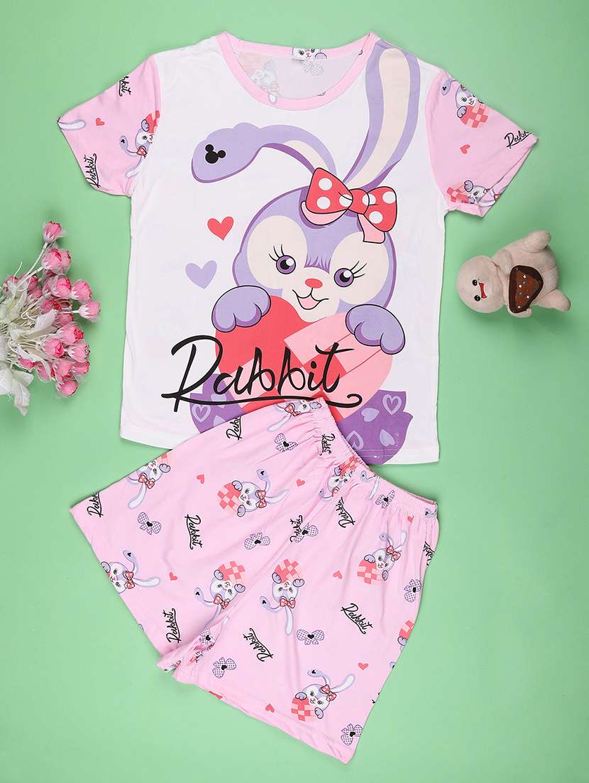 pink cotton shorts set nightwear - 22417911 -  Standard Image - 1