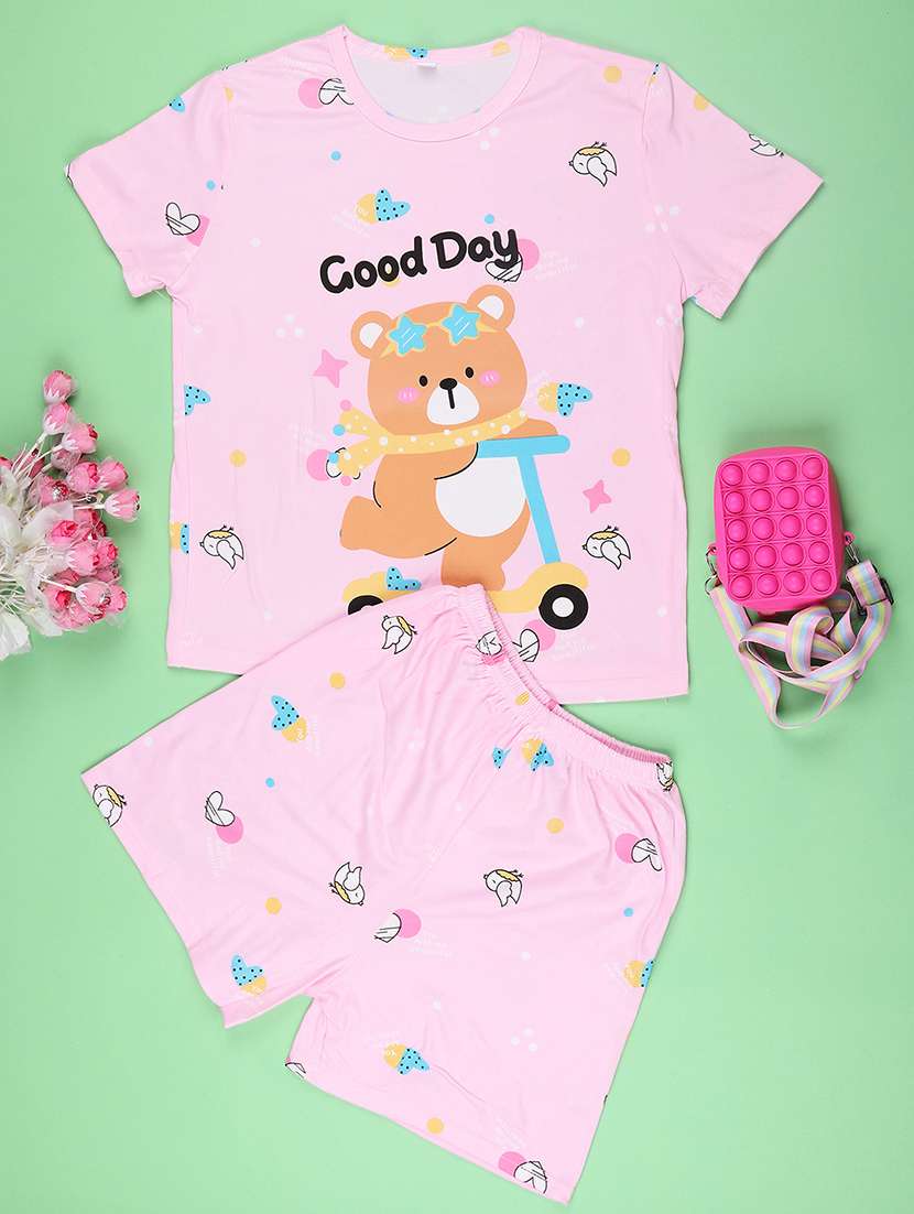 pink  cotton pyjama set nightwear - 22417919 -  Standard Image - 1