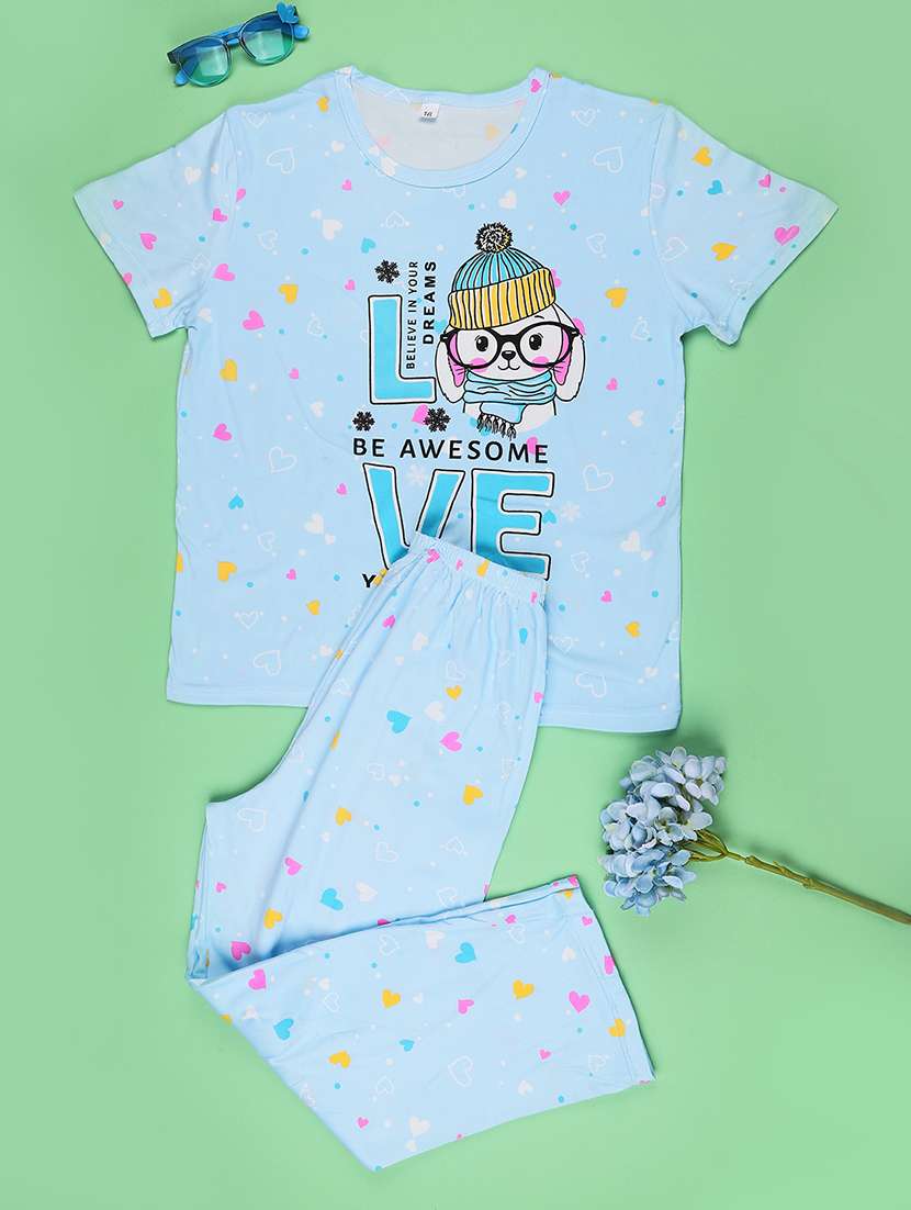 girls printed short sleeve pyjama set nightwear - 22417929 -  Standard Image - 1