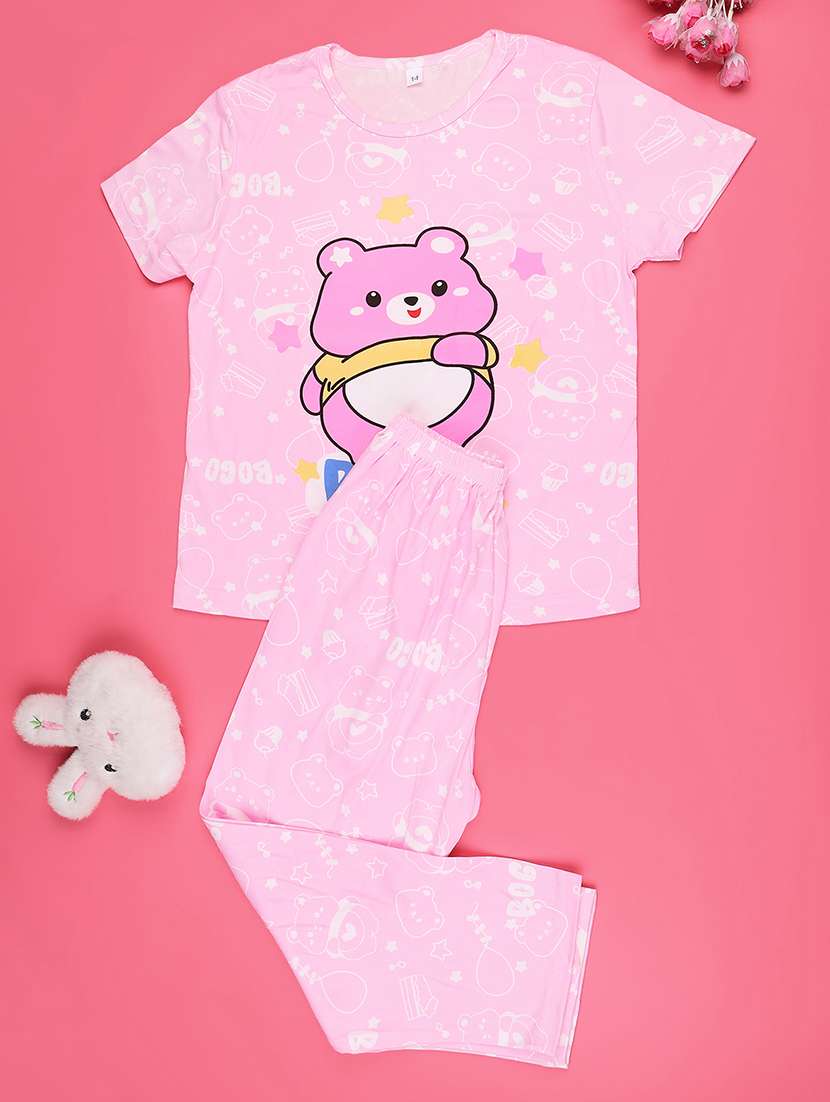 pink cotton pyjama set nightwear - 22417935 -  Standard Image - 1