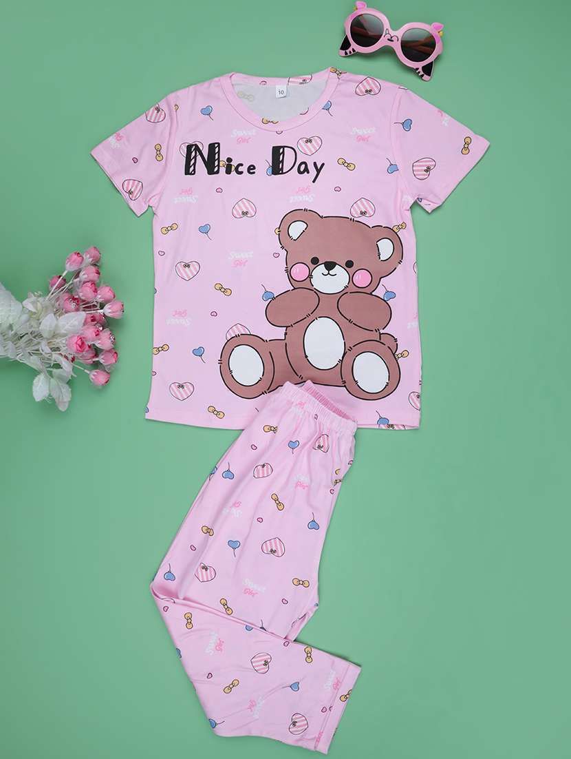 pink  cotton pyjama set nightwear - 22417939 -  Standard Image - 1