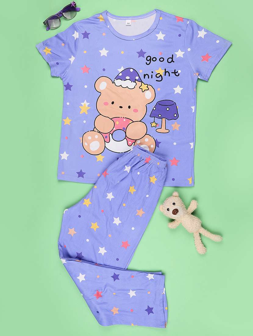 girls printed short sleeve pyjama set nightwear - 22417942 -  Standard Image - 1