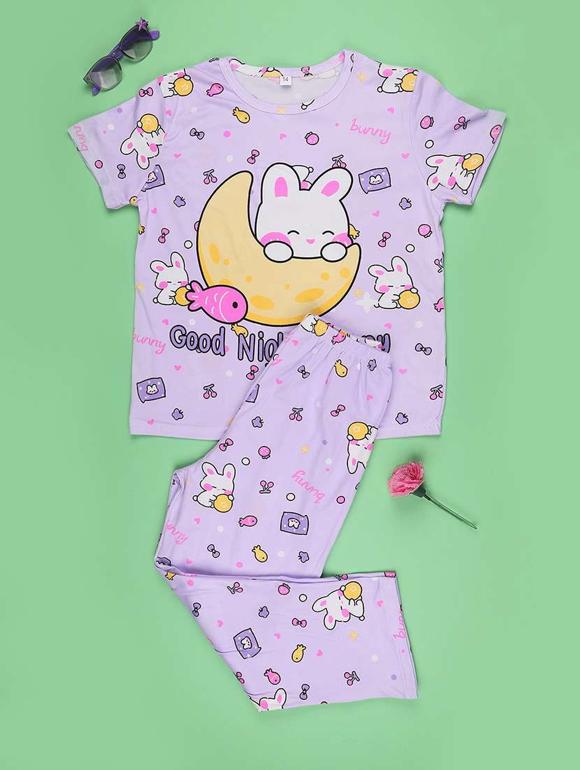 girls printed short sleeve pyjama set nightwear - 22417943 -  Standard Image - 1