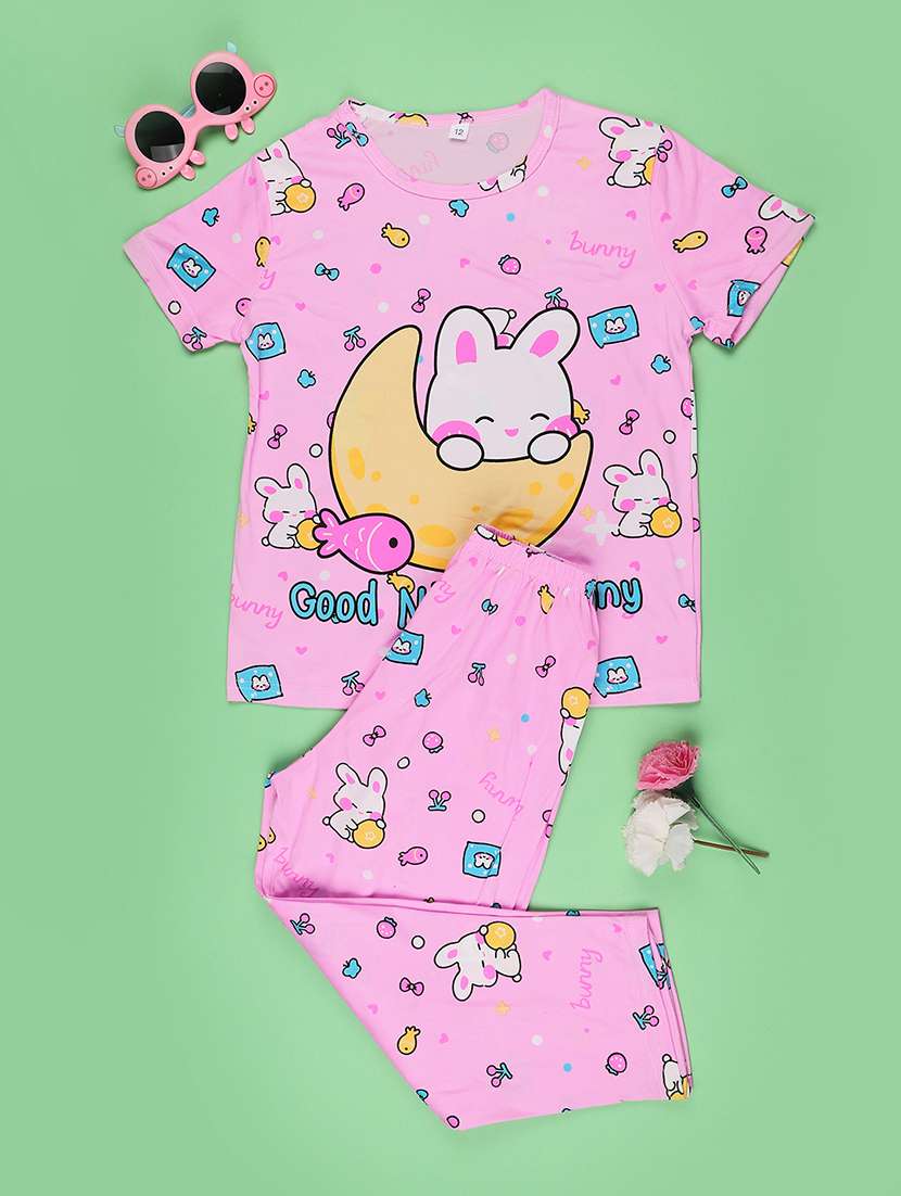 girls printed short sleeve pyjama set nightwear - 22417944 -  Standard Image - 1