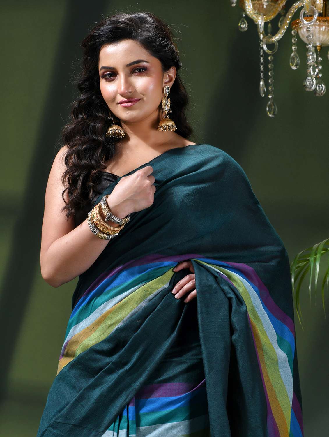 women striped printed saree - 22419795 -  Standard Image - 1