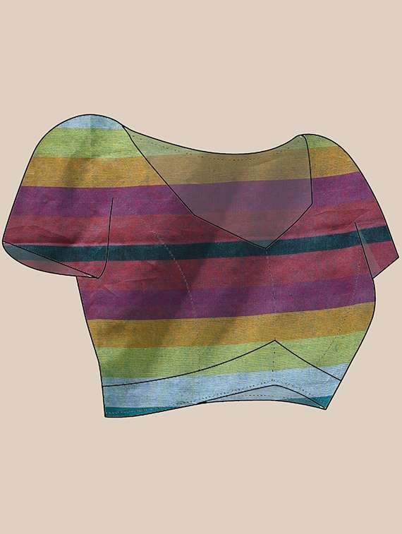 women striped printed saree - 22419795 -  Standard Image - 4