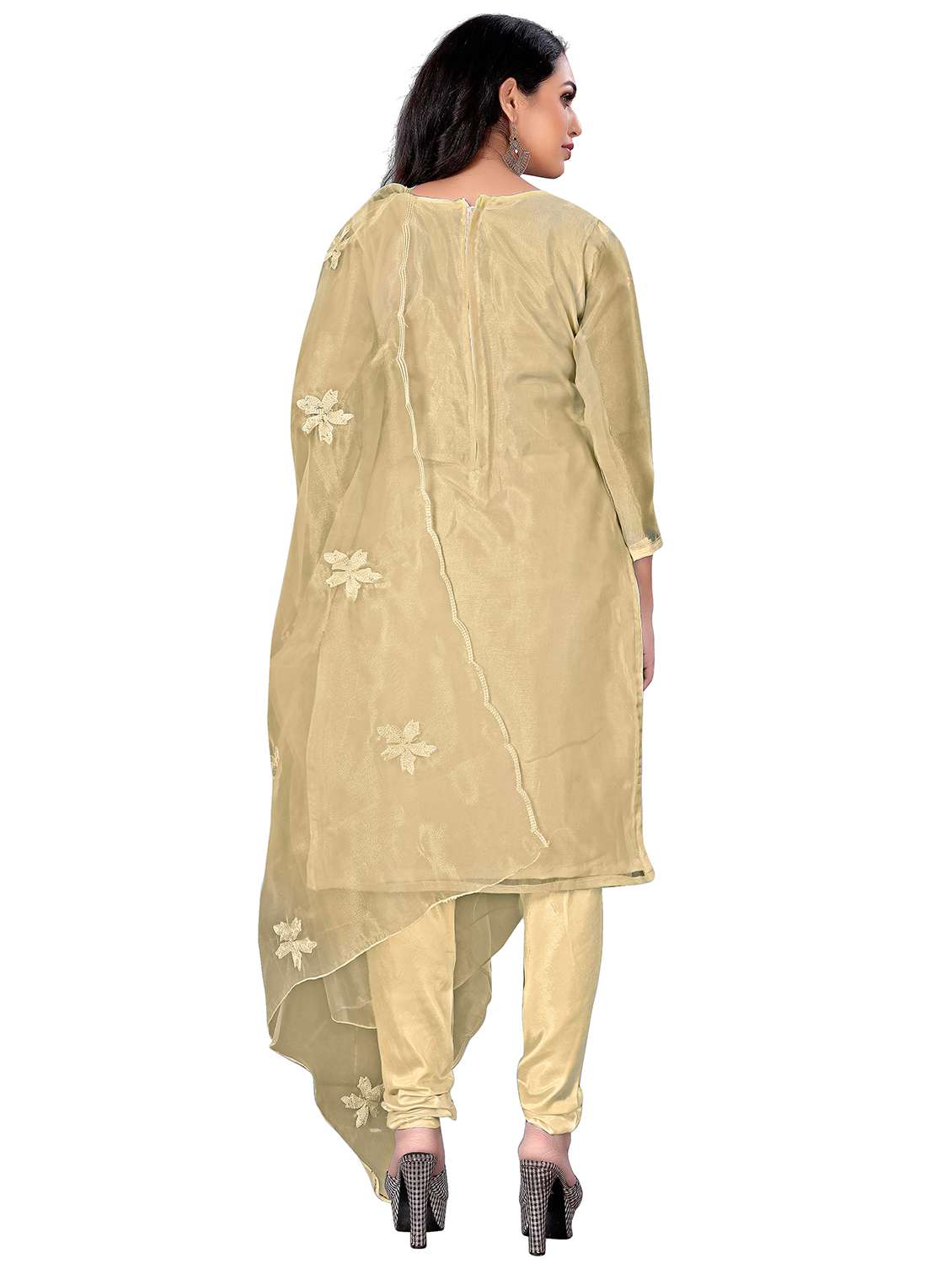 women solid with work unstitched suit set - 22419990 -  Standard Image - 4