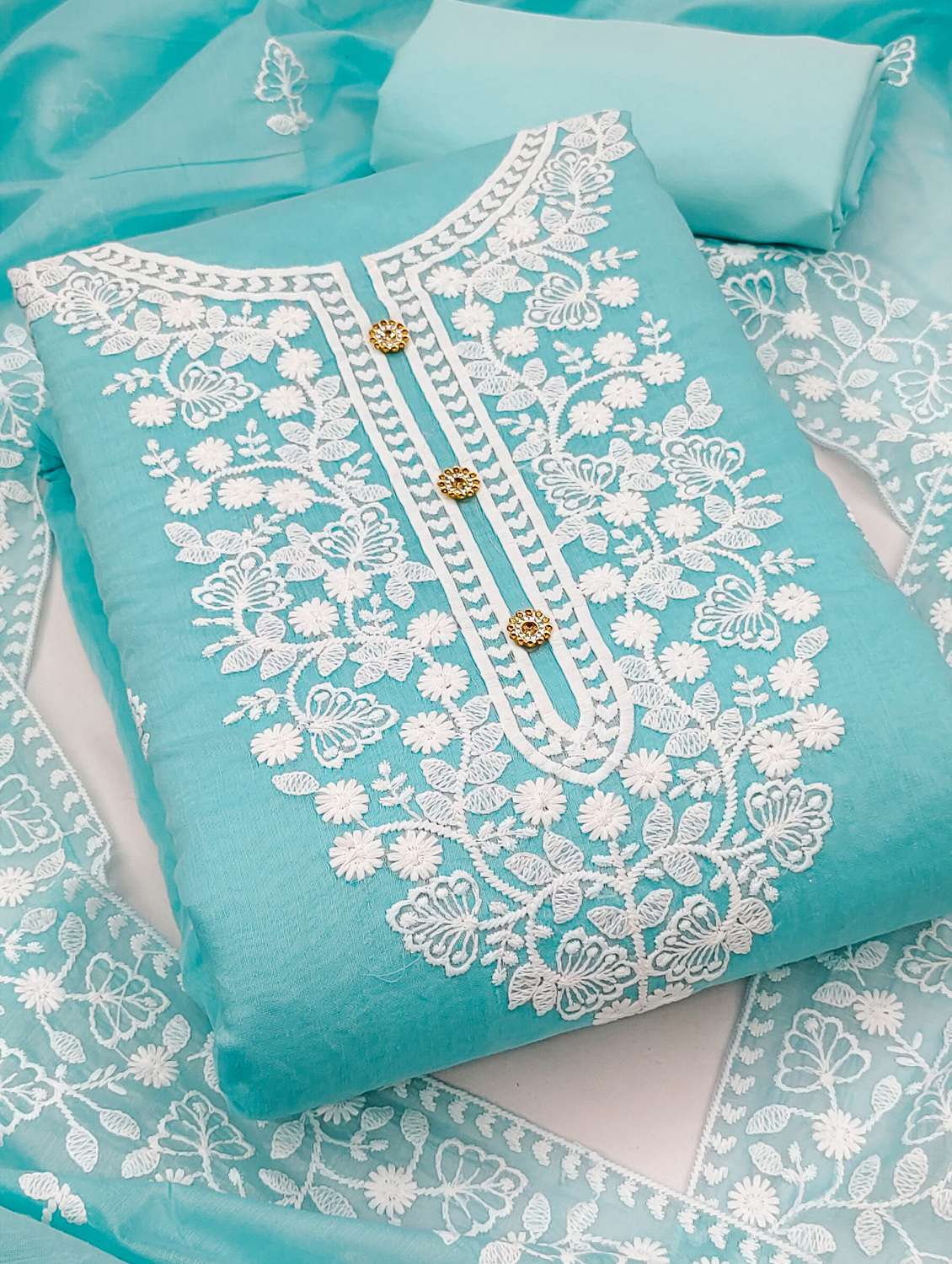 women solid with work unstitched suit set - 22420217 -  Standard Image - 1