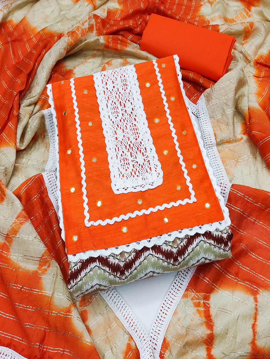 women printed unstitched suit set