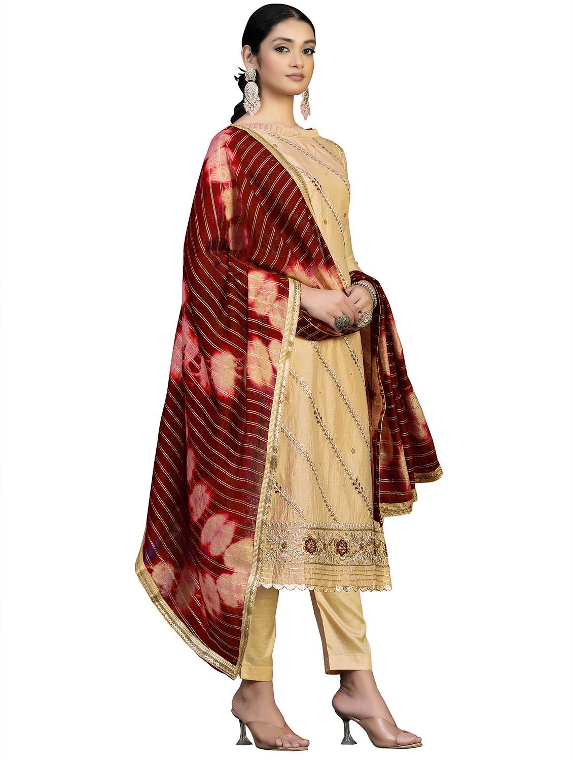 women solid with work unstitched suit set - 22420347 -  Standard Image - 1